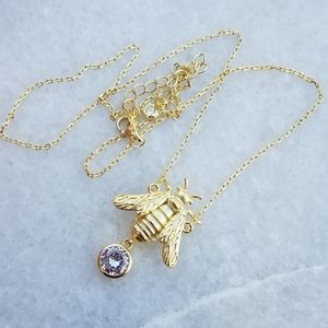 14k yellow gold plated honey bee topaz necklace
